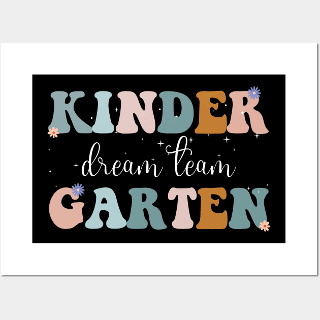 Retro Kindergarten Dream Team Groovy Teacher Back to School Wall Art by deafcrafts